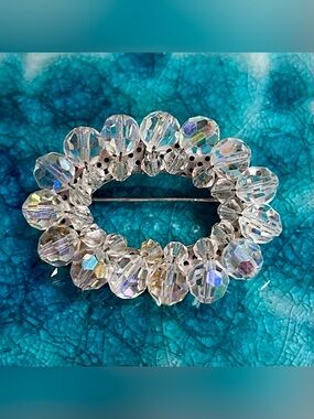 Lovely Vintage AB Crystals Brooch